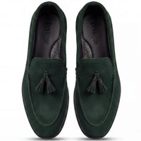 LP-02 Green Tassel loafers with Black sole